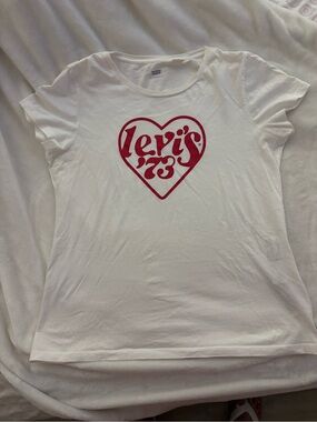 Levi's White Tee with Red Heart '73 Graphic